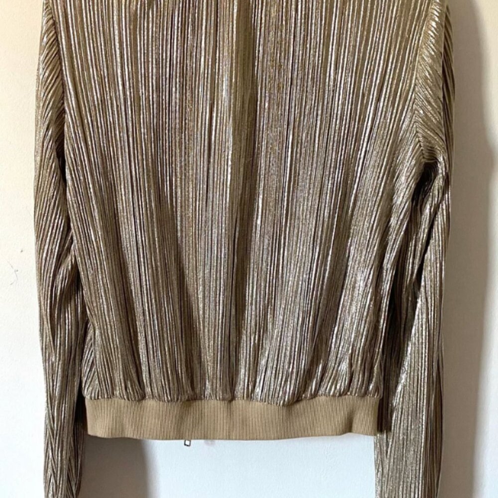 Zara Shimmer Metallic Bomber Jacket Size M - Picture 7 of 11